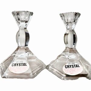 Vintage Crystal Taper Candle Holders Set of 2